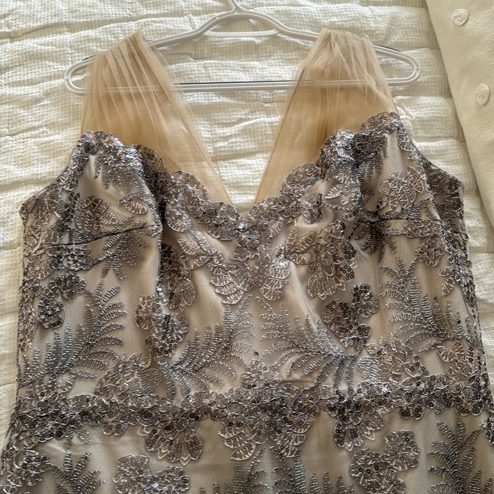 Worn 1x Tadashi Shoji Champagne Cocktail Dress-Sz 16